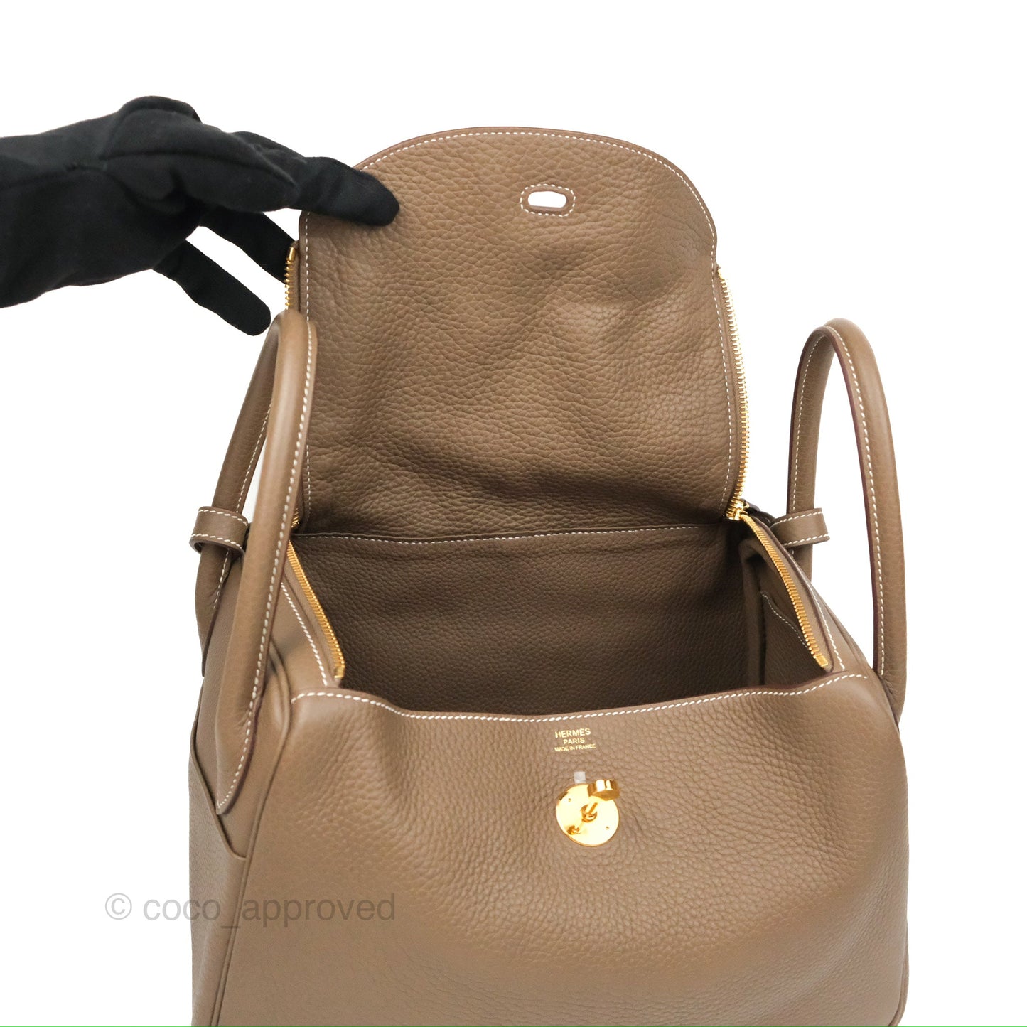 Hermès Lindy 30 Etoupe Clemence Gold Hardware