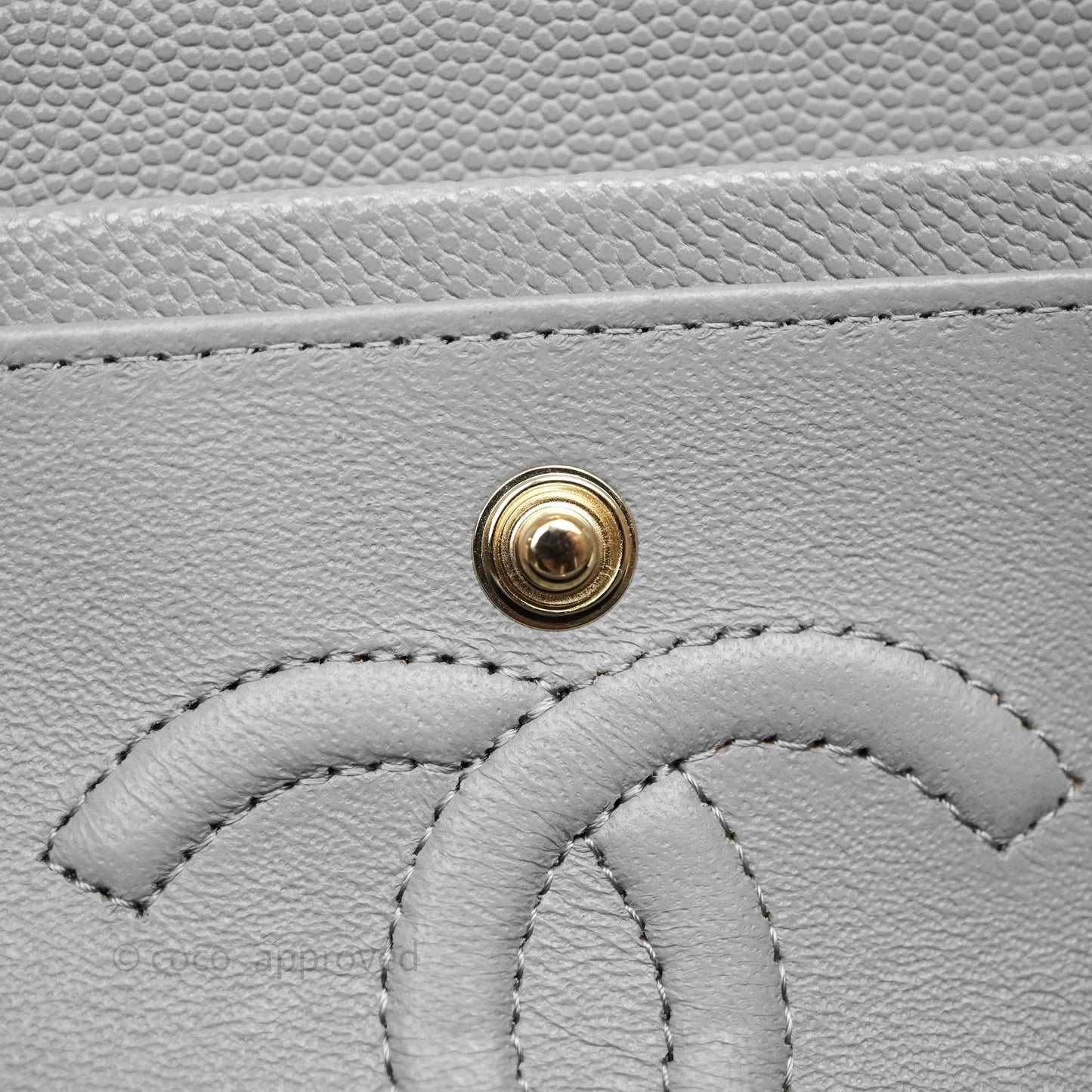 Chanel Small Classic Flap Quilted Grey Caviar Gold Hardware