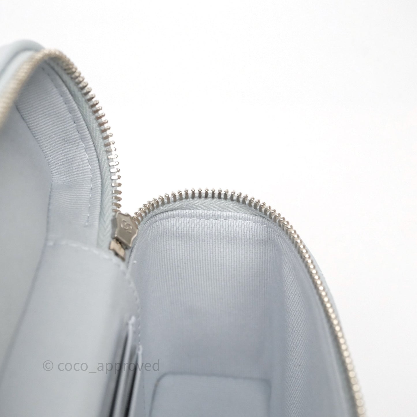 Chanel Top Handle Long Vanity with Chain Light Blue Caviar Silver Hardware 25B