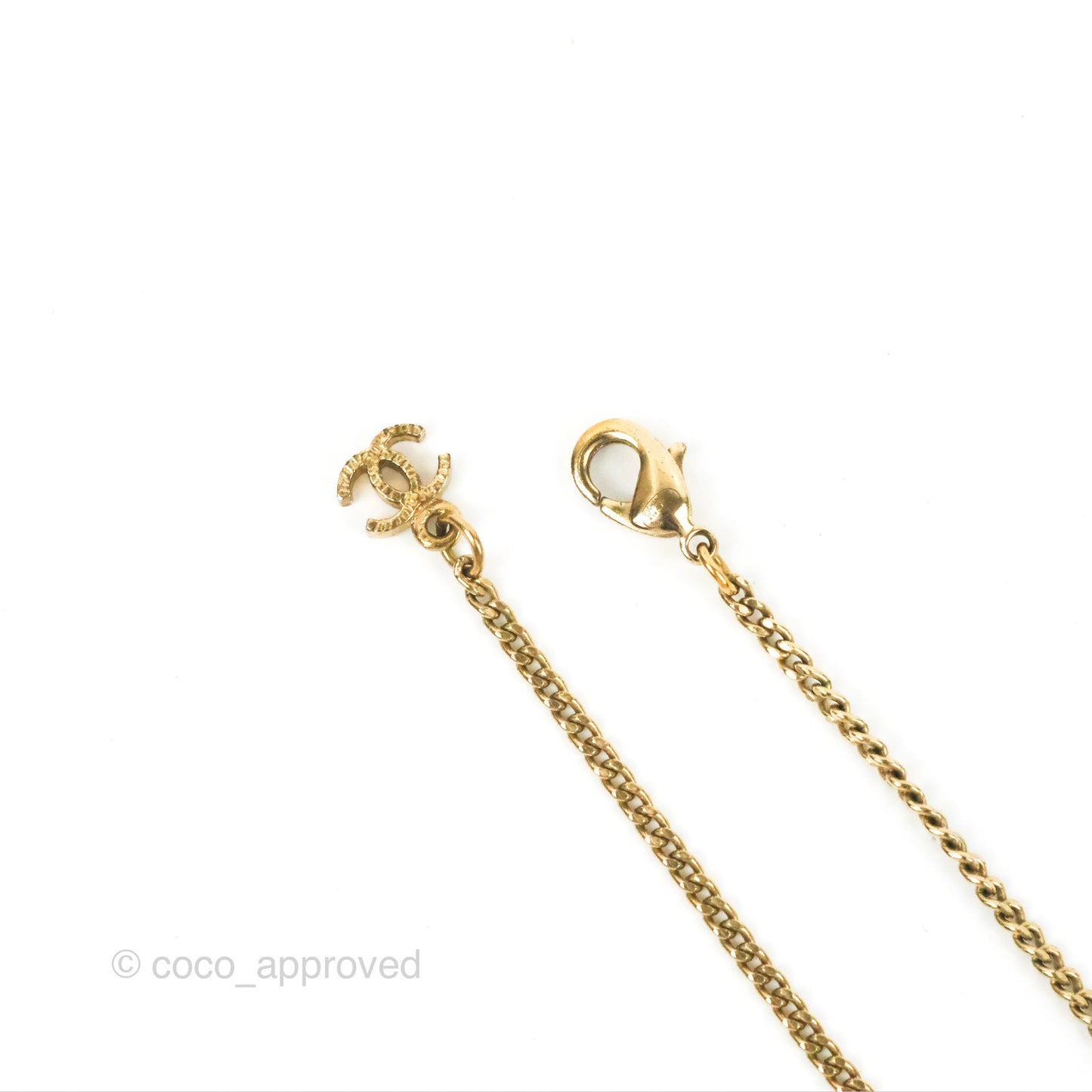 Chanel CC Dark Red Resin Necklace Gold Tone 14A