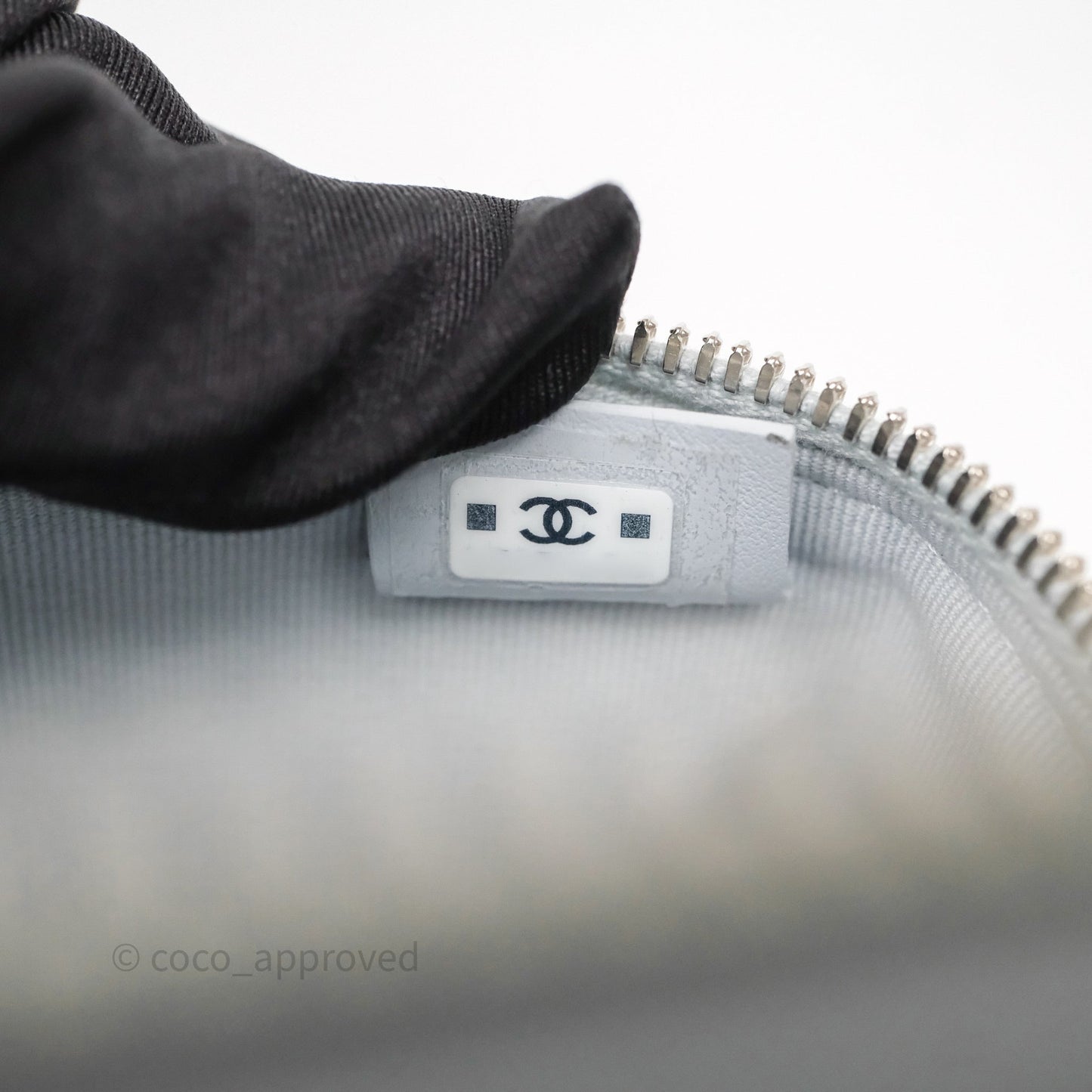 Chanel Top Handle Long Vanity with Chain Light Blue Caviar Silver Hardware 25B