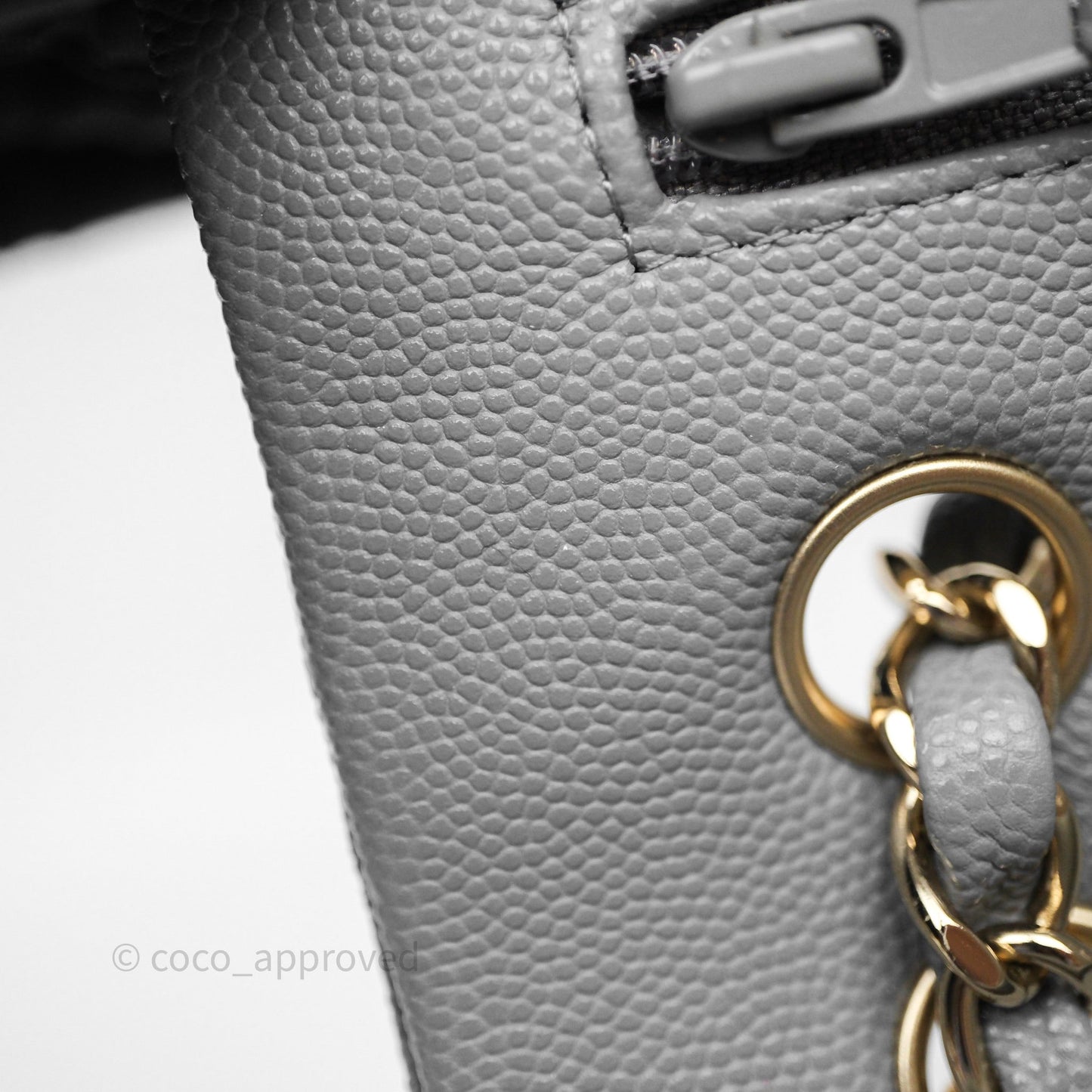 Chanel Small Classic Flap Quilted Grey Caviar Gold Hardware