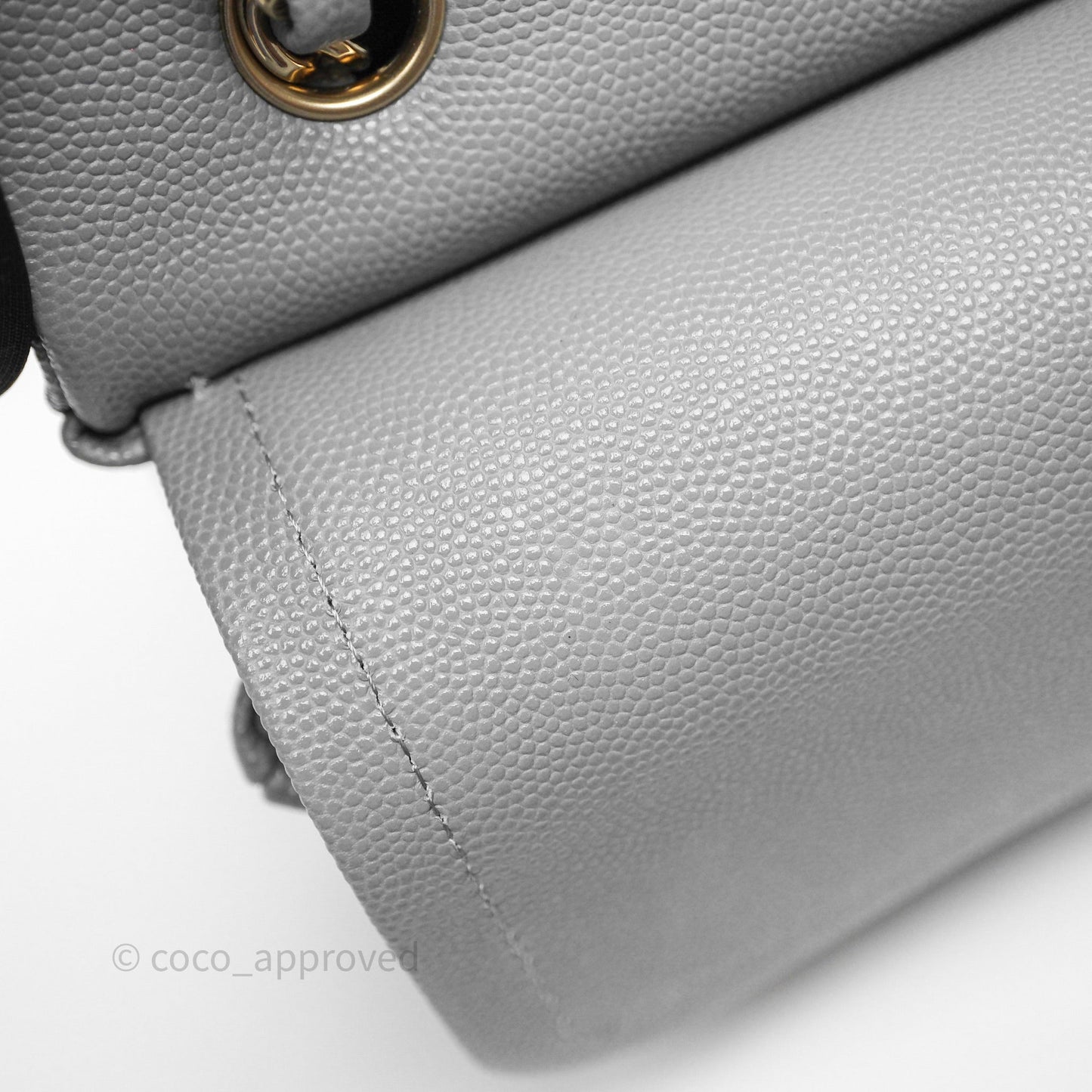 Chanel Small Classic Flap Quilted Grey Caviar Gold Hardware