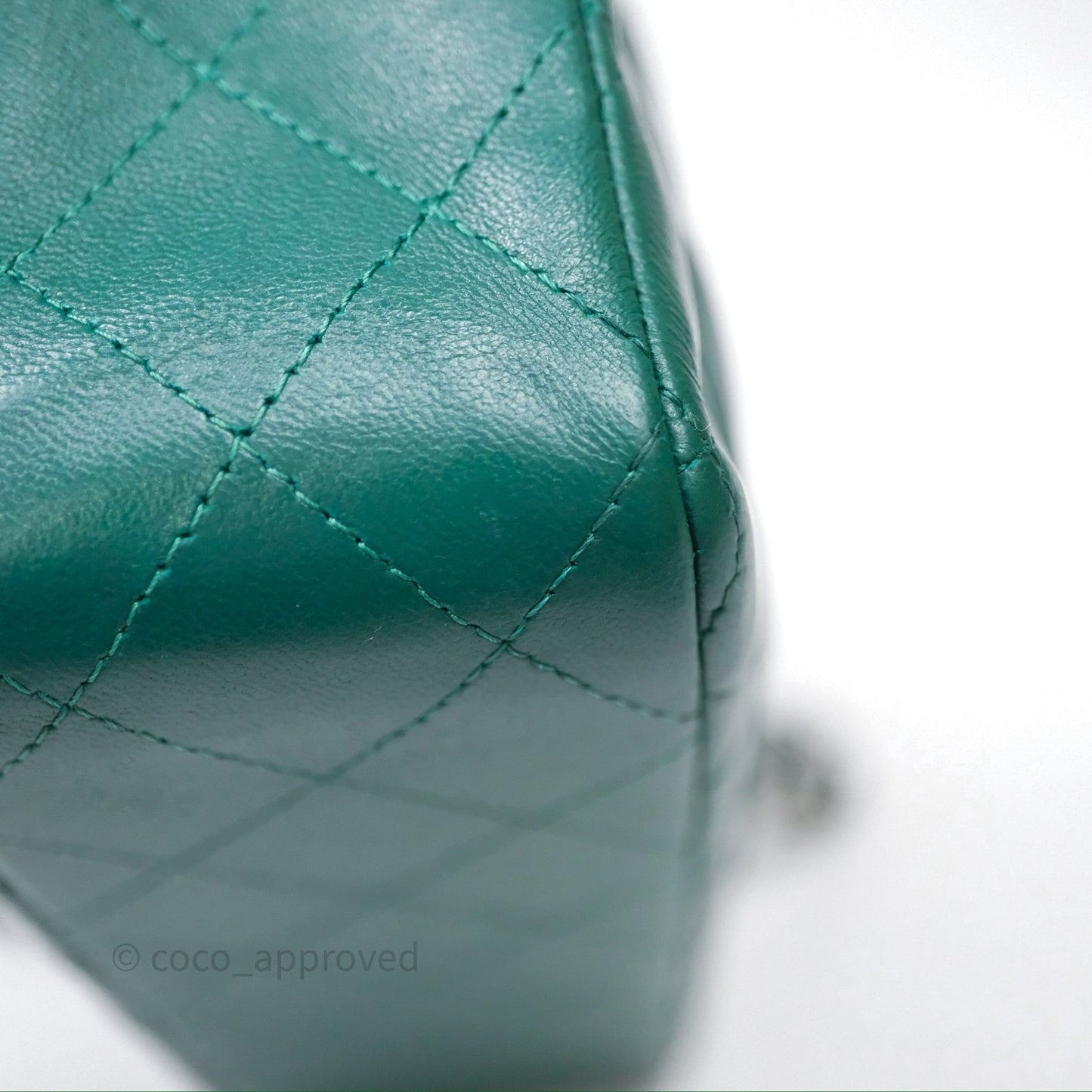 Chanel Mini Rectangular Quilted Lambskin Flap Bag Green Silver Hardware