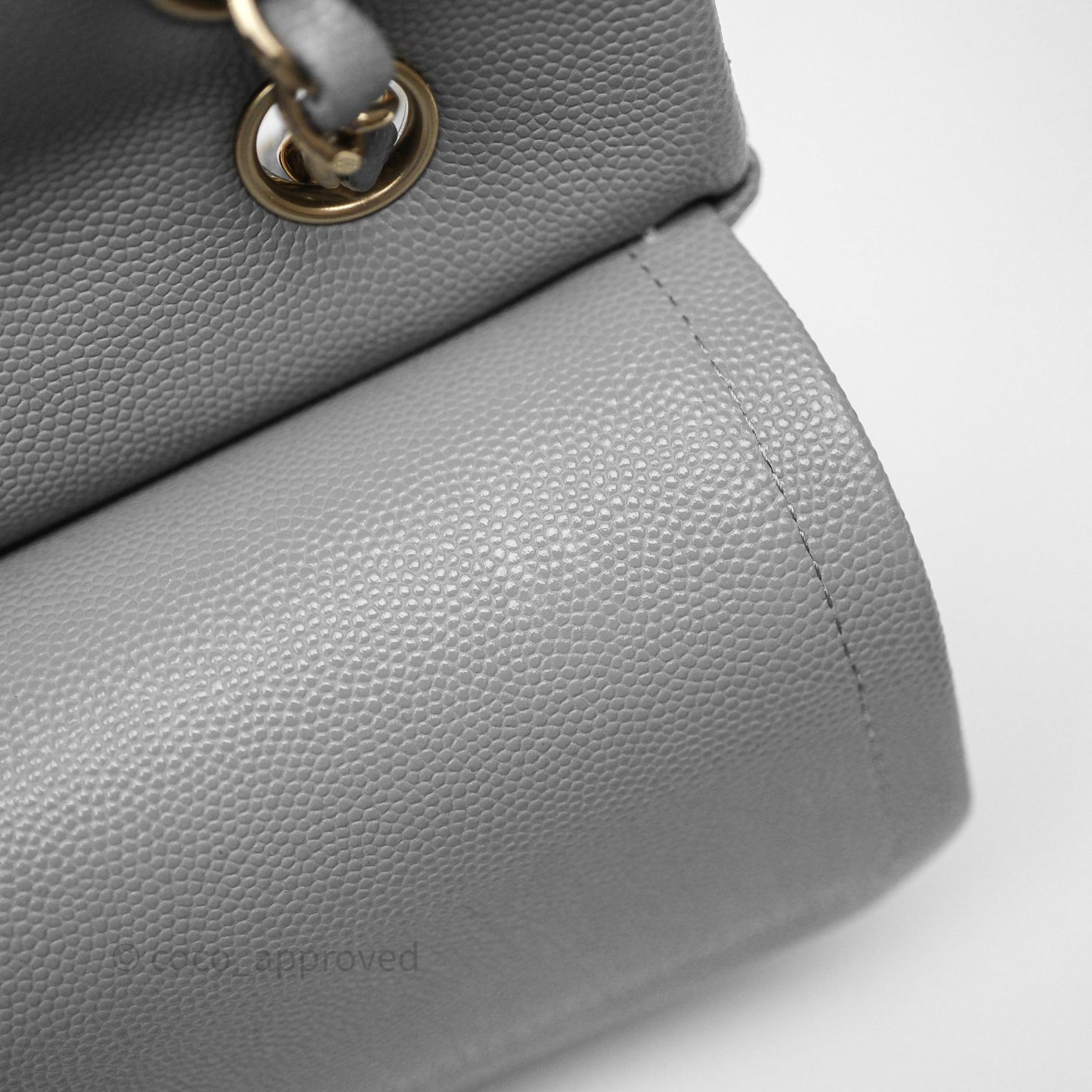 Chanel Small Classic Flap Quilted Grey Caviar Gold Hardware