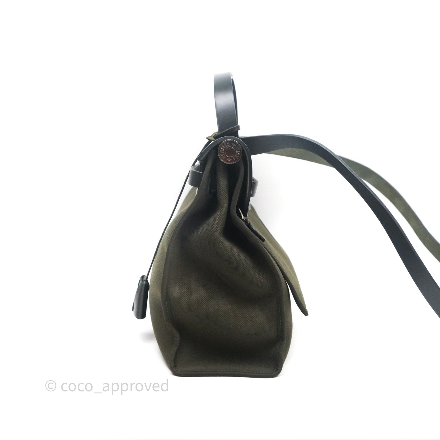 Hermès Herbag Zip 31 Khaki Canvas Palladium Hardware