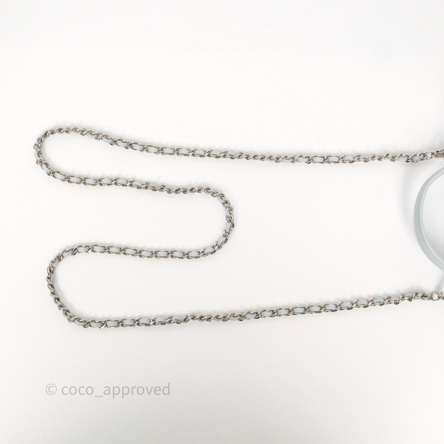 Chanel Top Handle Long Vanity with Chain Light Blue Caviar Silver Hardware 25B