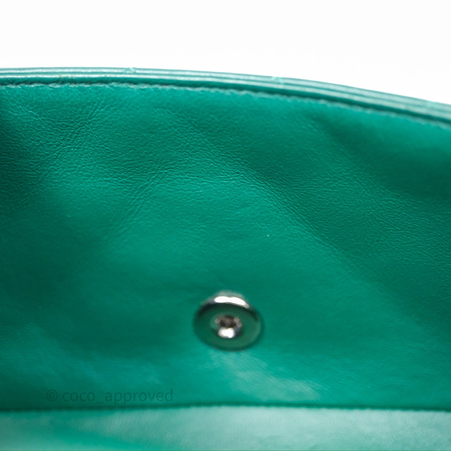 Chanel Mini Rectangular Quilted Lambskin Flap Bag Green Silver Hardware