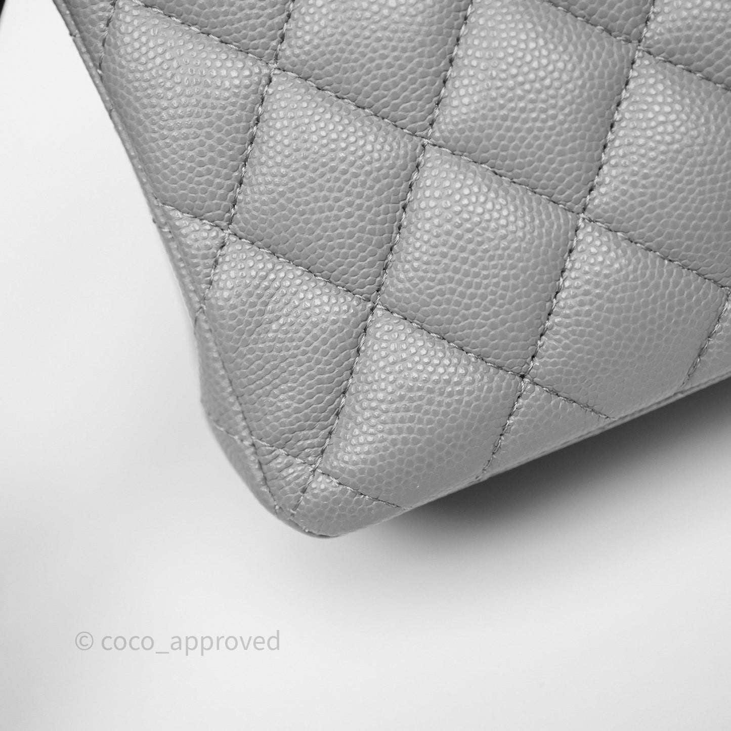 Chanel Small Classic Flap Quilted Grey Caviar Gold Hardware