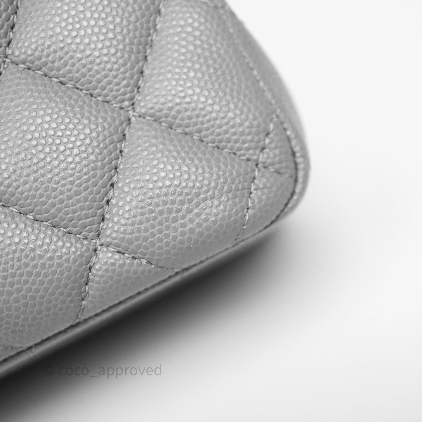 Chanel Small Classic Flap Quilted Grey Caviar Gold Hardware