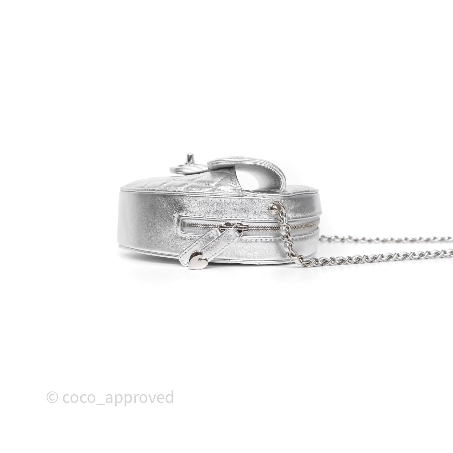 Chanel Large Heart Bag Metallic Silver Lambskin Silver Hardware 25B