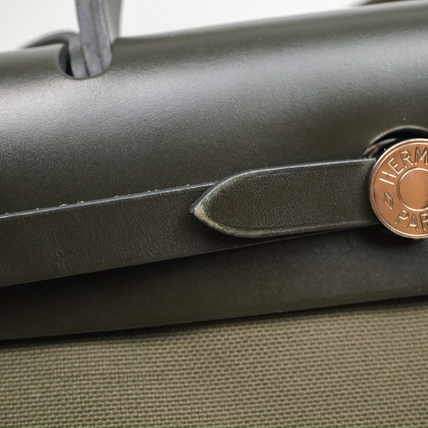 Hermès Herbag Zip 31 Khaki Canvas Palladium Hardware