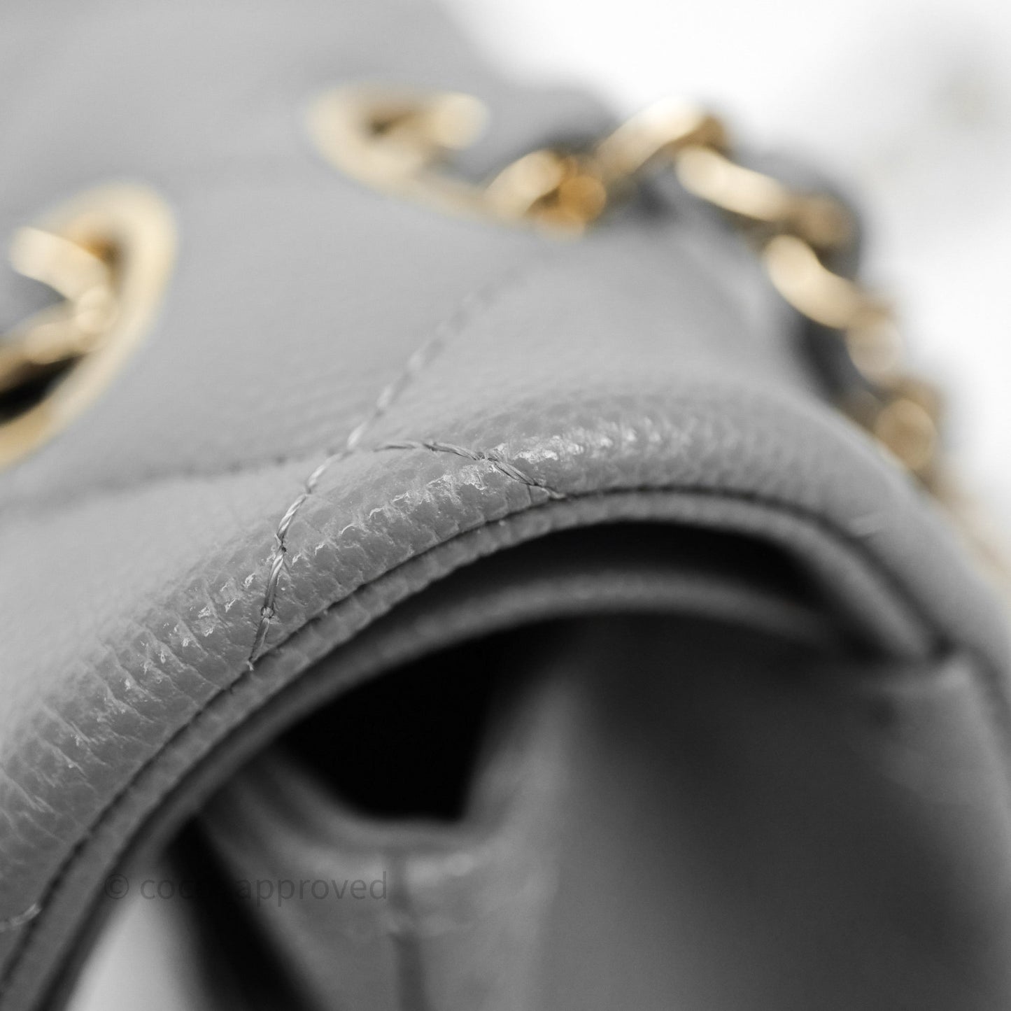 Chanel Small Classic Flap Quilted Grey Caviar Gold Hardware