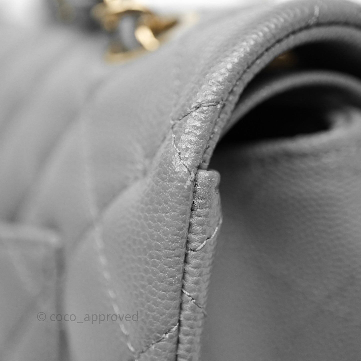 Chanel Small Classic Flap Quilted Grey Caviar Gold Hardware