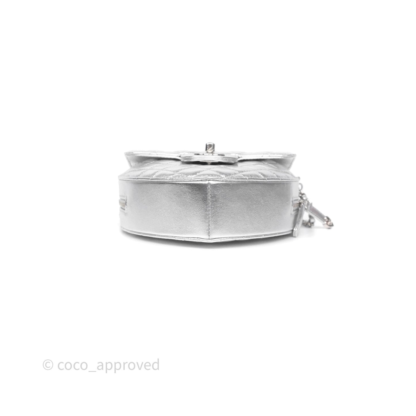 Chanel Large Heart Bag Metallic Silver Lambskin Silver Hardware 25B