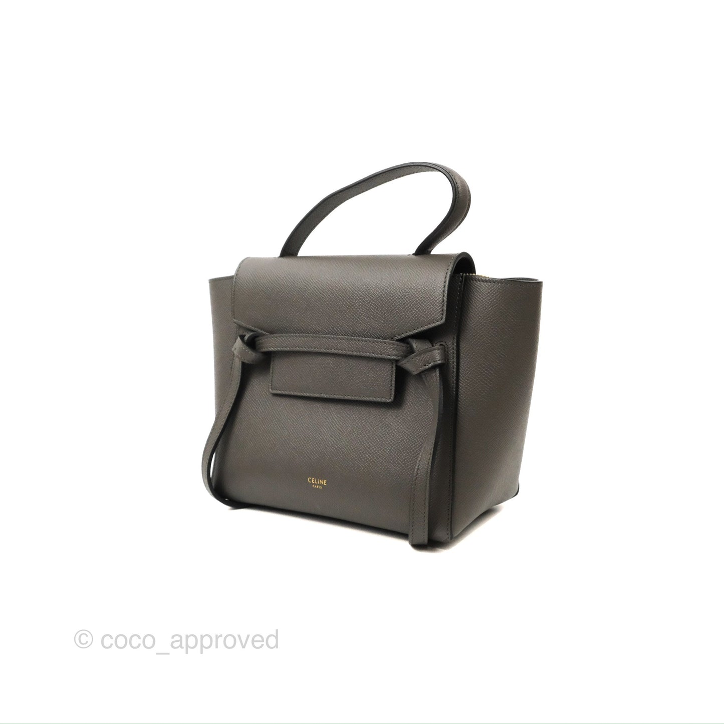 Celine Nano Belt Bag Grey Grained Calfskin Gold Hardware