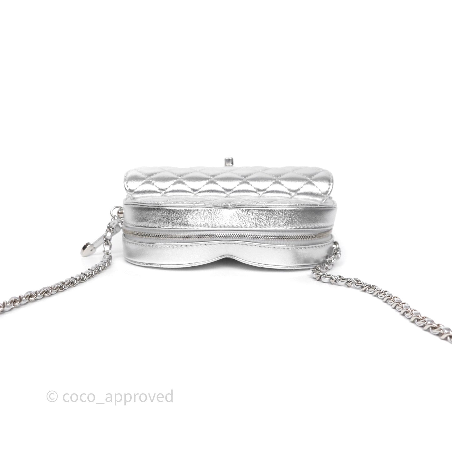 Chanel Large Heart Bag Metallic Silver Lambskin Silver Hardware 25B