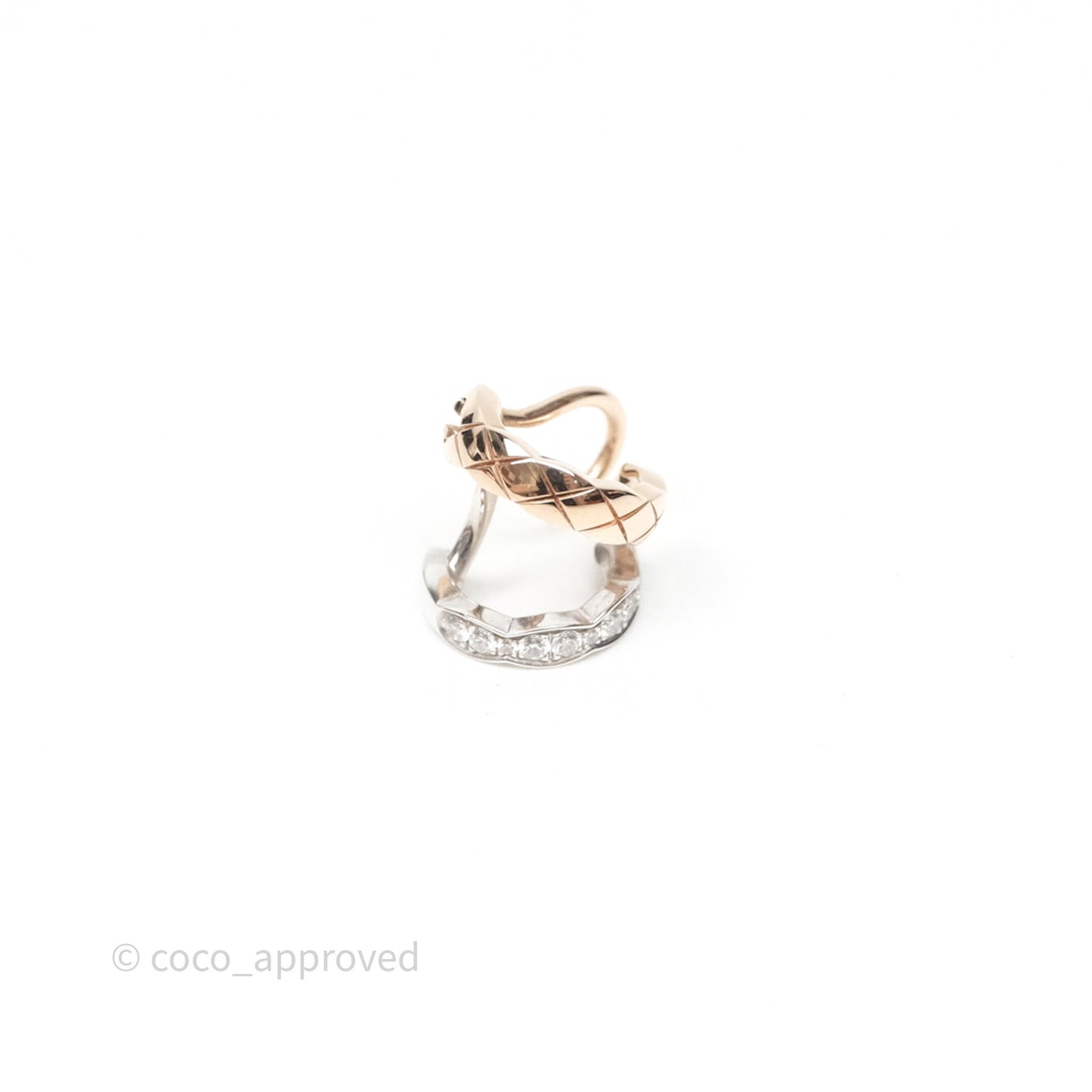 Chanel Coco Crush Single Ear Clip 18K White & Beige Gold Diamonds