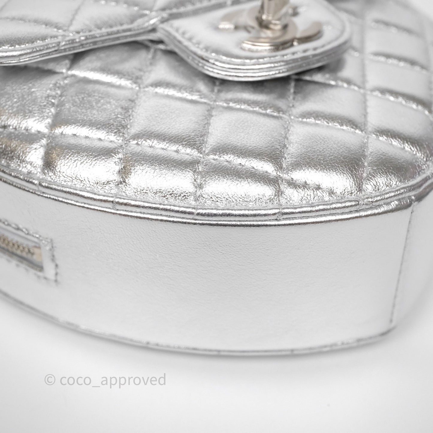 Chanel Large Heart Bag Metallic Silver Lambskin Silver Hardware 25B
