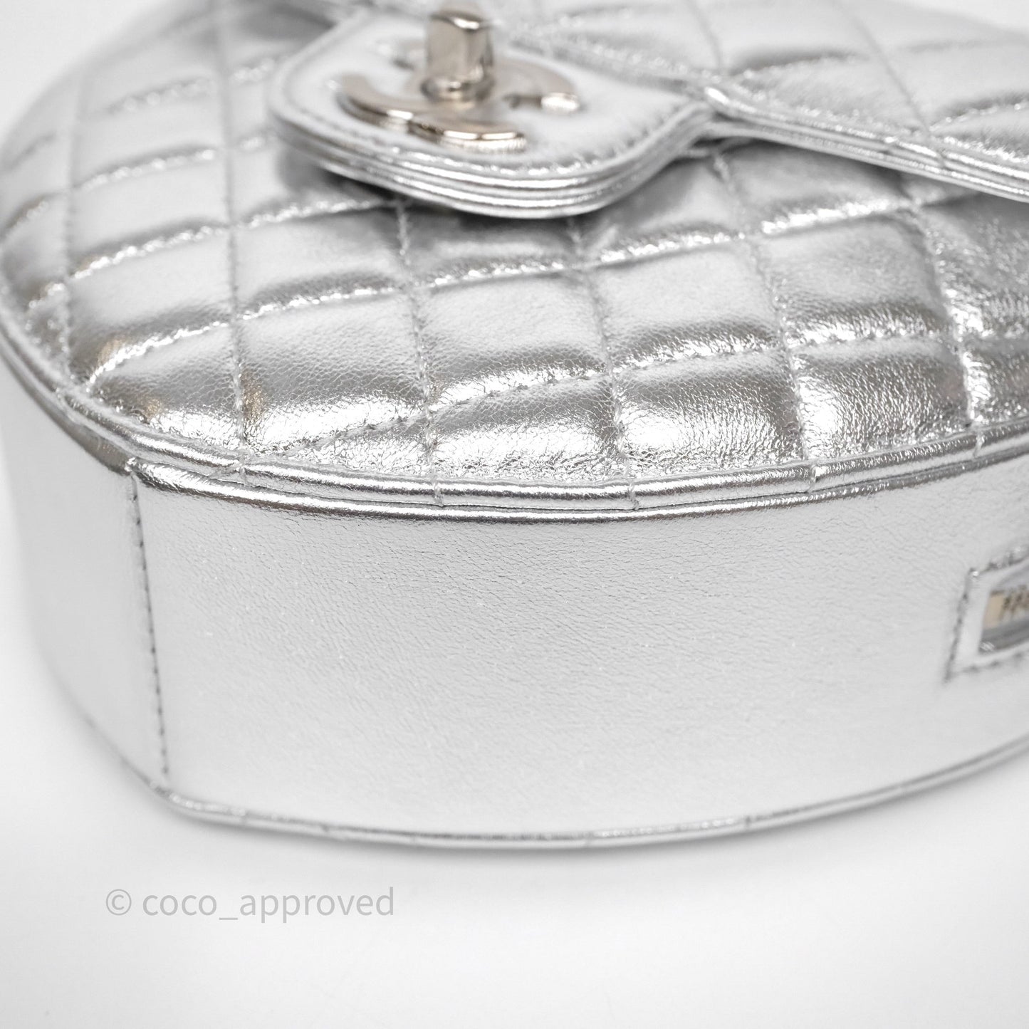 Chanel Large Heart Bag Metallic Silver Lambskin Silver Hardware 25B