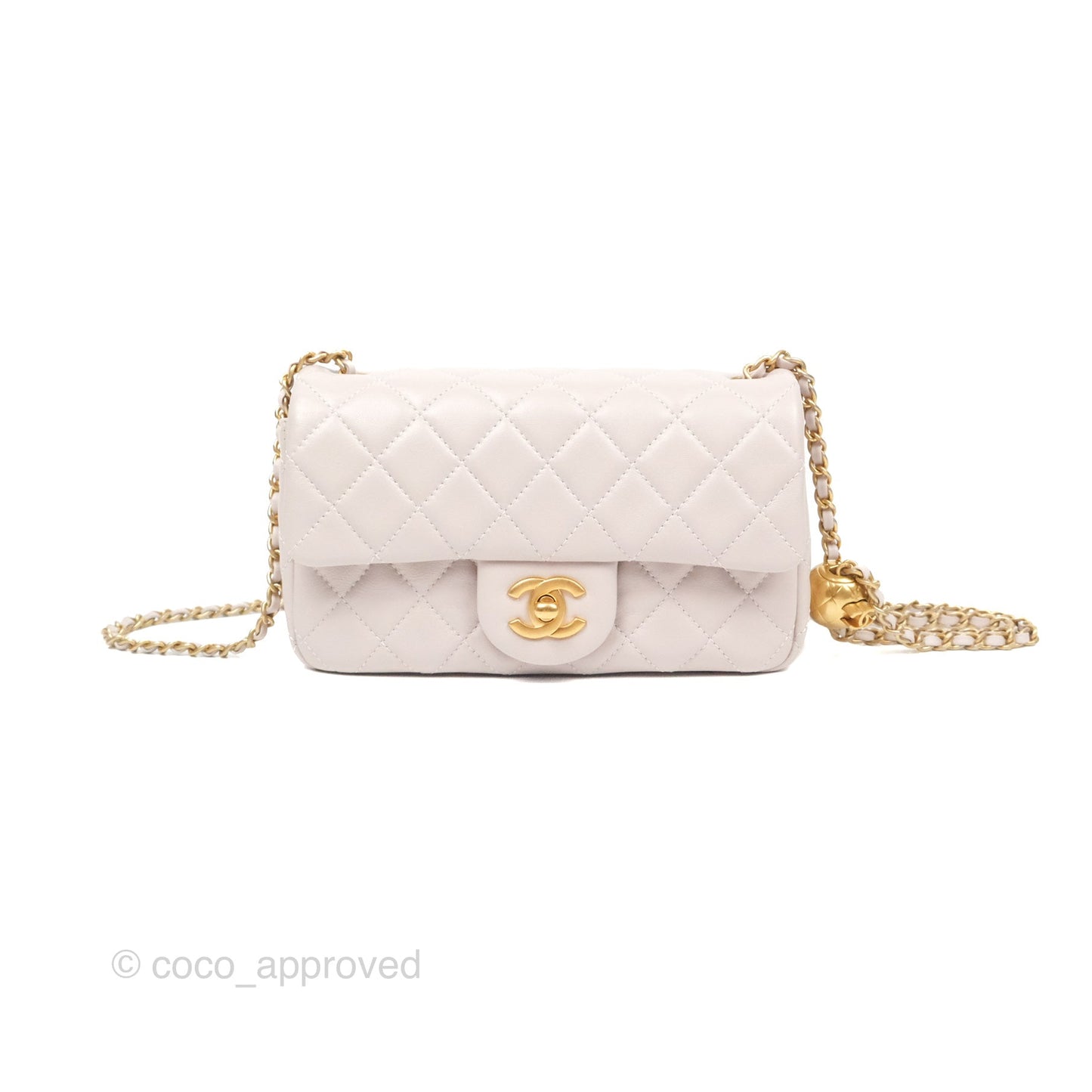 Chanel Mini Rectangular Pearl Crush Light Lilac Lambskin Aged Gold Hardware