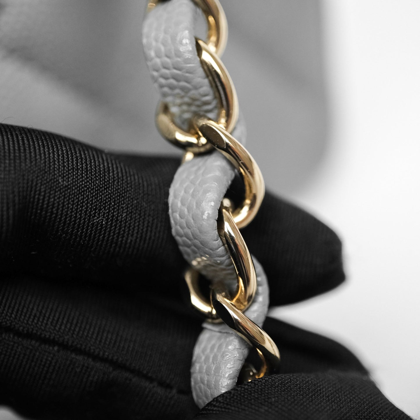 Chanel Small Classic Flap Quilted Grey Caviar Gold Hardware