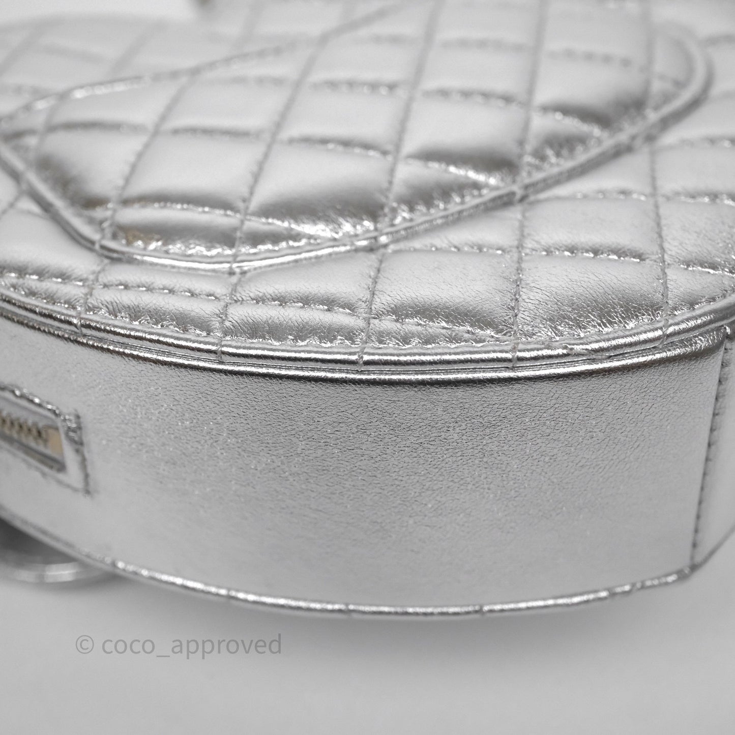 Chanel Large Heart Bag Metallic Silver Lambskin Silver Hardware 25B