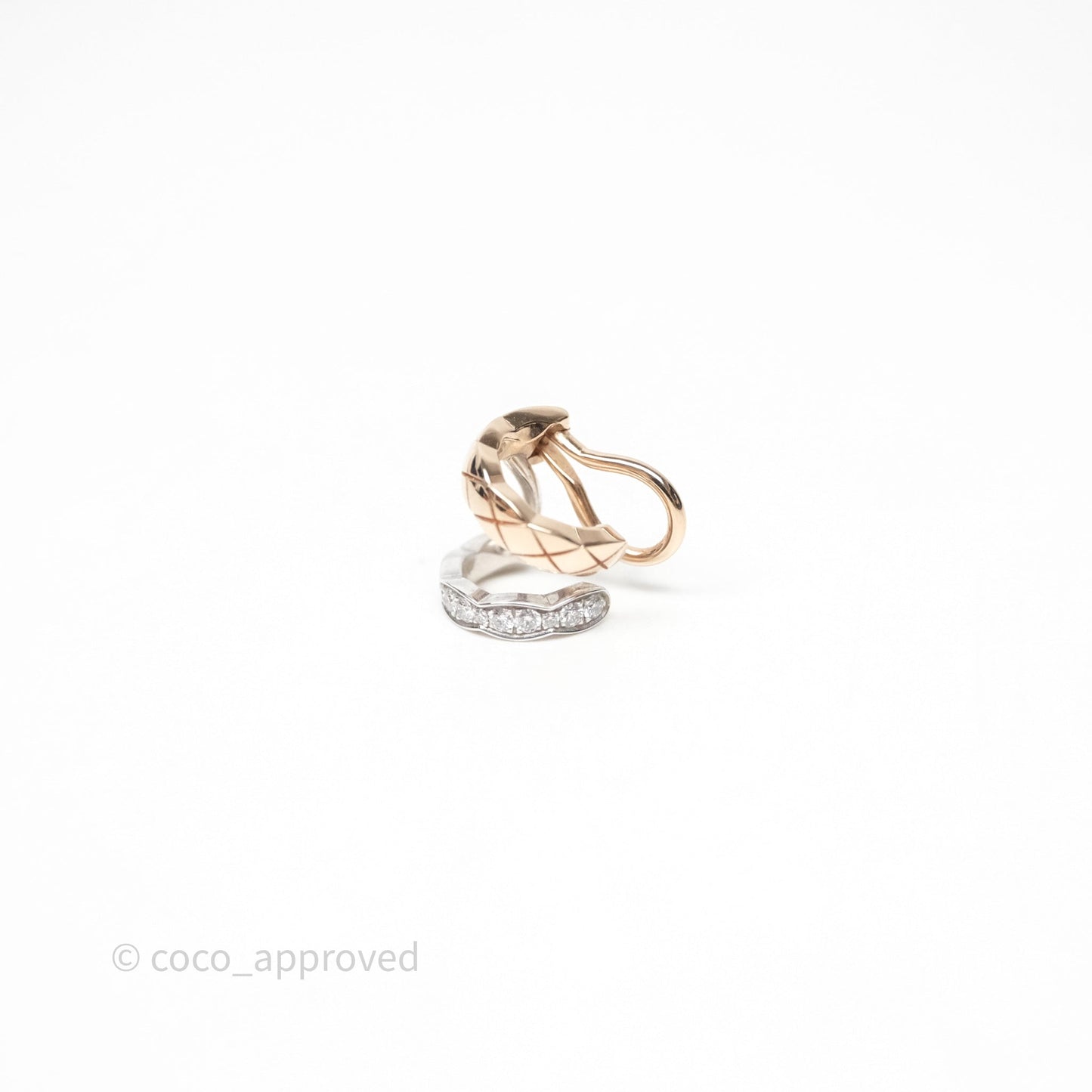 Chanel Coco Crush Single Ear Clip 18K White & Beige Gold Diamonds