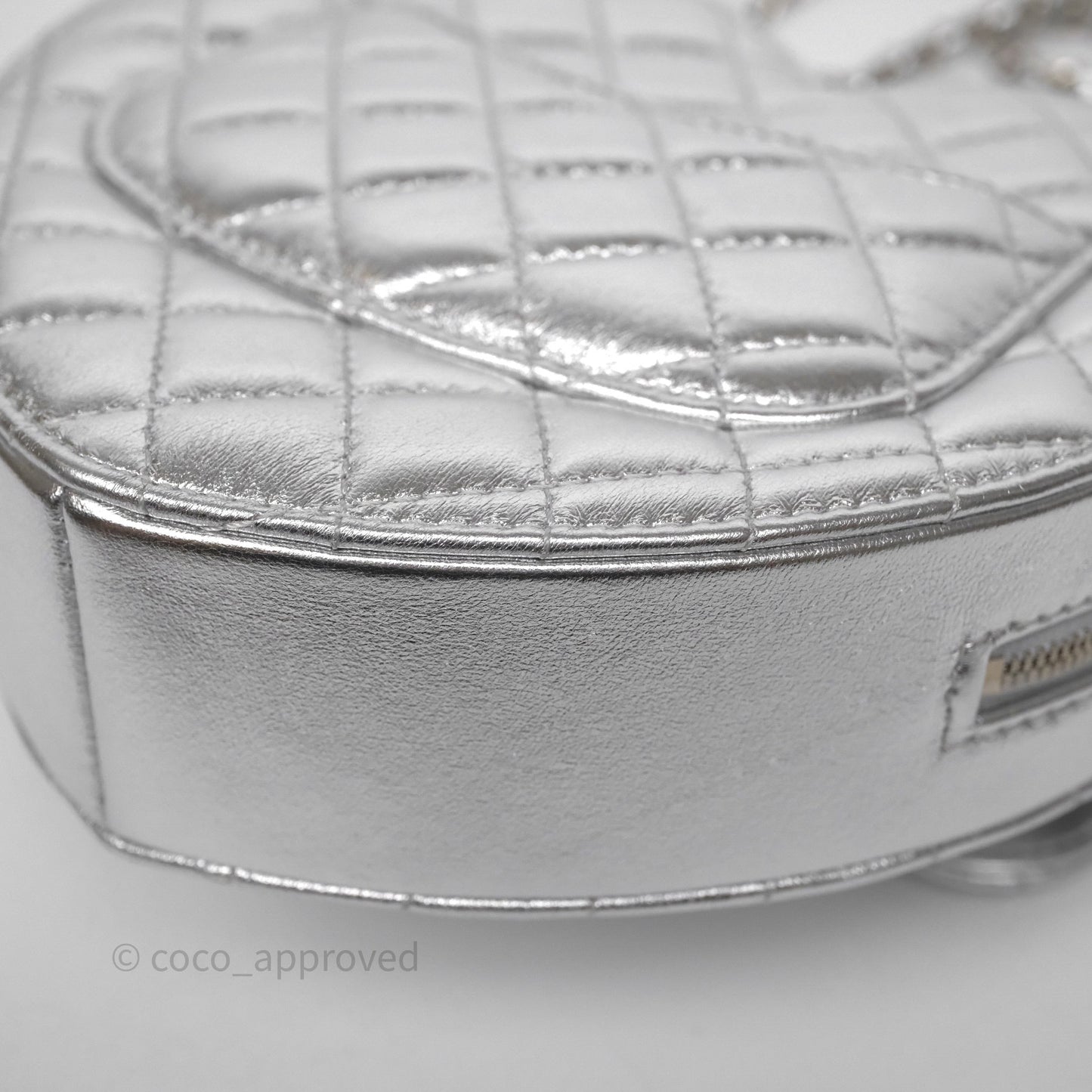 Chanel Large Heart Bag Metallic Silver Lambskin Silver Hardware 25B