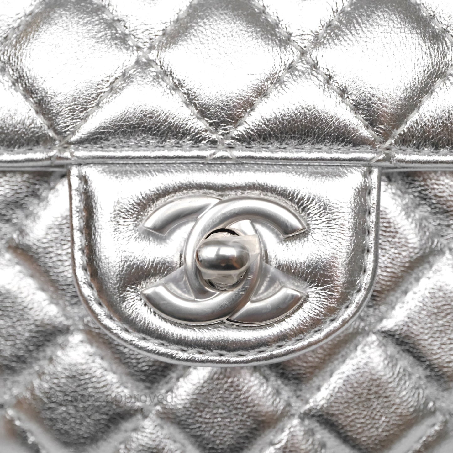 Chanel Large Heart Bag Metallic Silver Lambskin Silver Hardware 25B