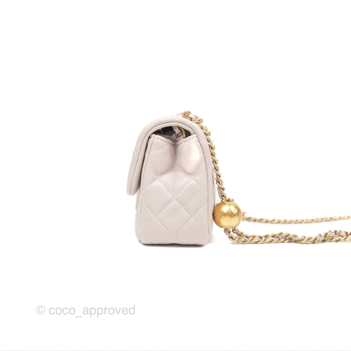 Chanel Mini Rectangular Pearl Crush Light Lilac Lambskin Aged Gold Hardware