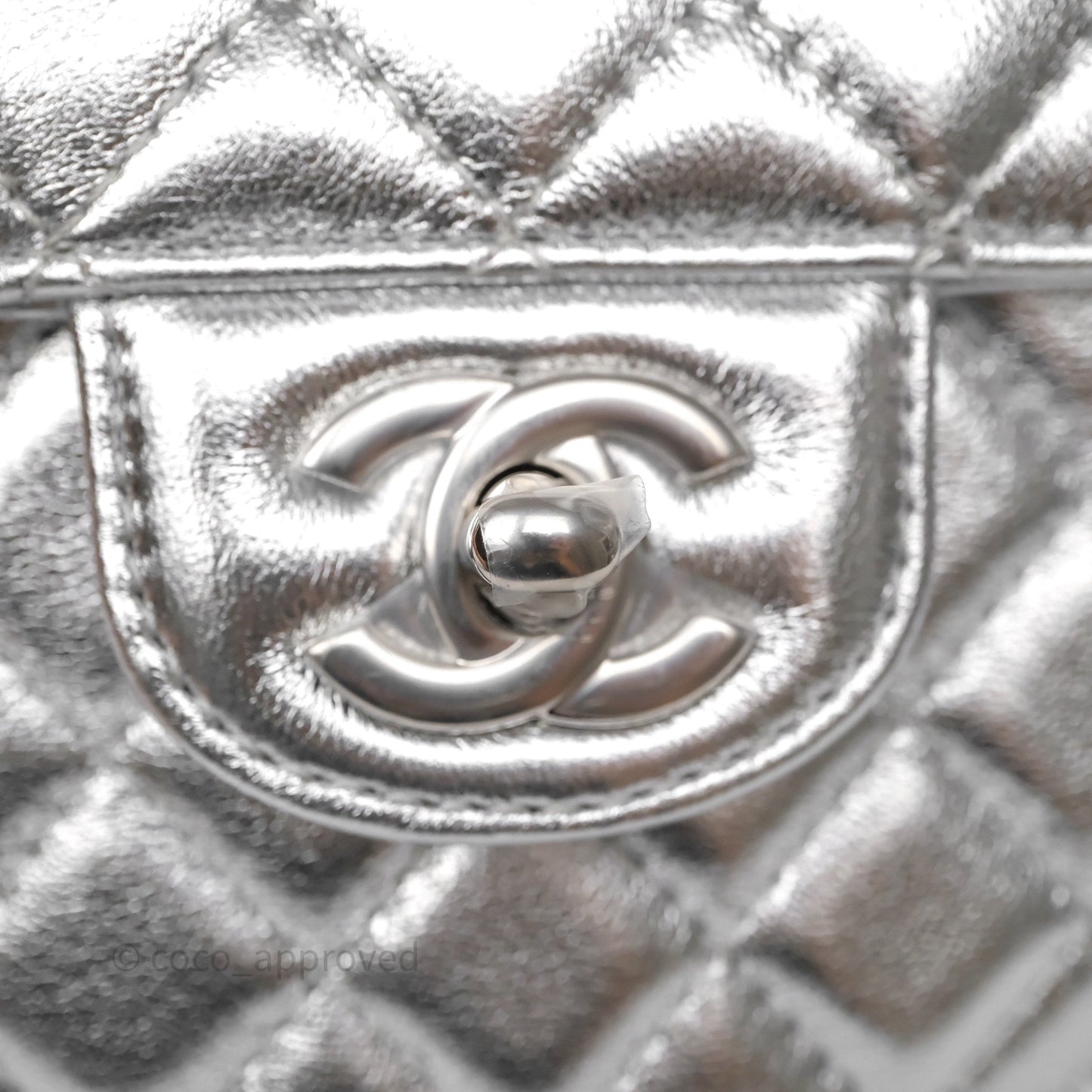 Chanel Large Heart Bag Metallic Silver Lambskin Silver Hardware 25B