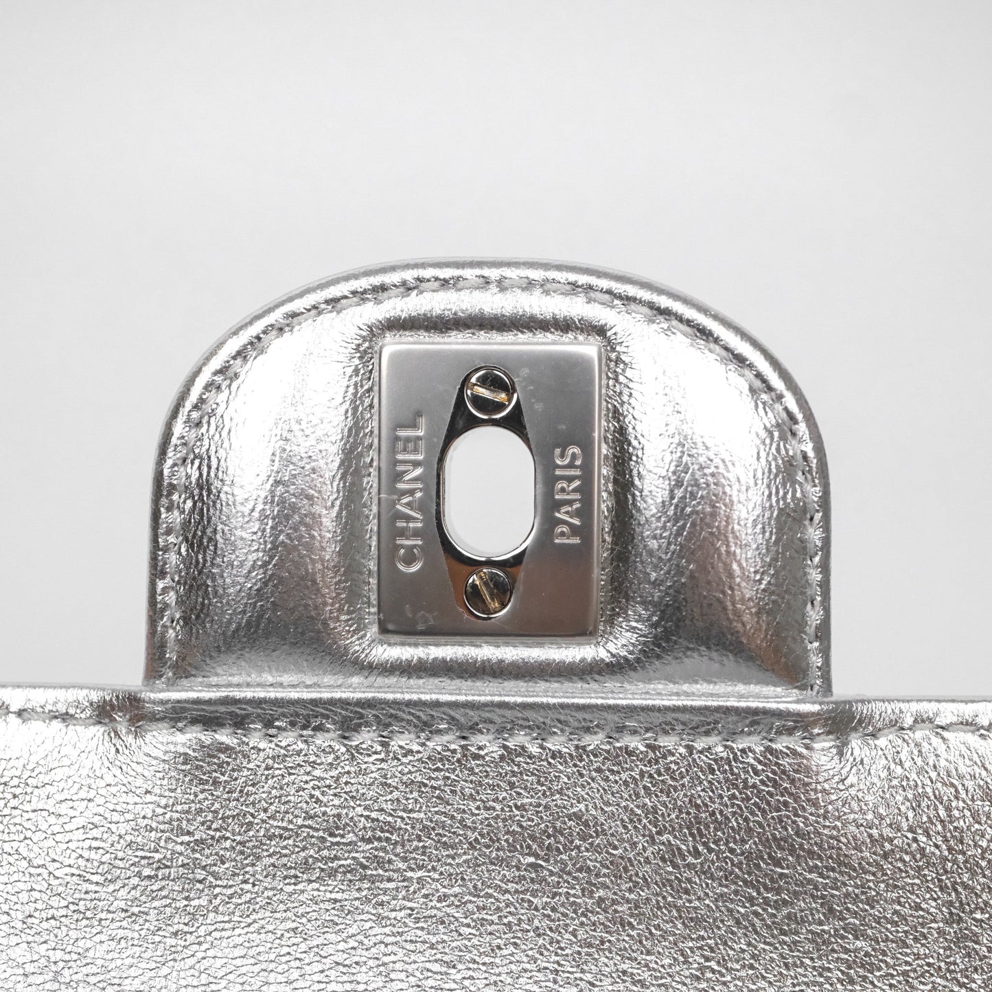 Chanel Large Heart Bag Metallic Silver Lambskin Silver Hardware 25B