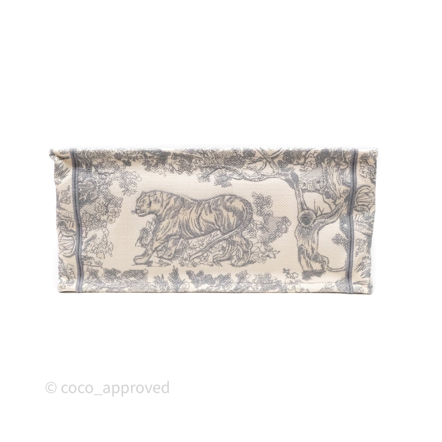 Christian Dior Medium (Old Small) Embroidered Toile De Jouy Light Grey Canvas Book Tote