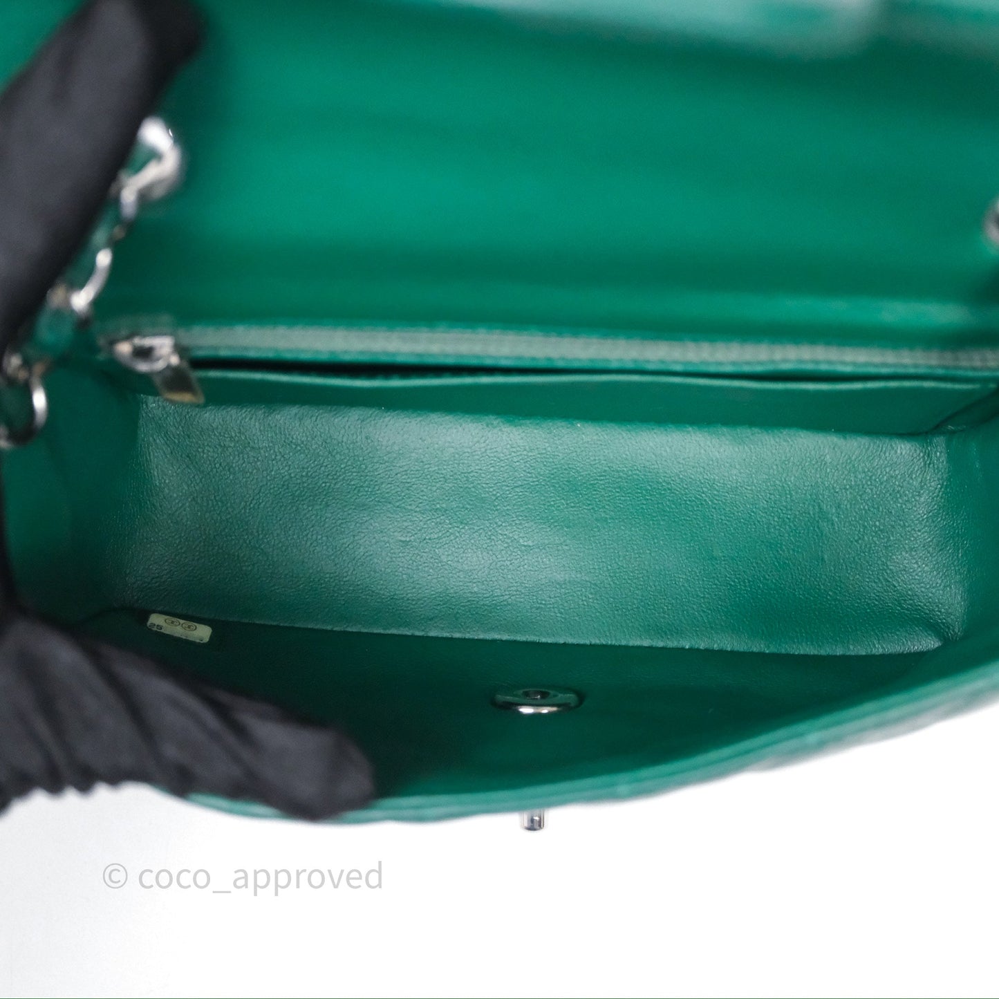 Chanel Mini Rectangular Quilted Lambskin Flap Bag Green Silver Hardware