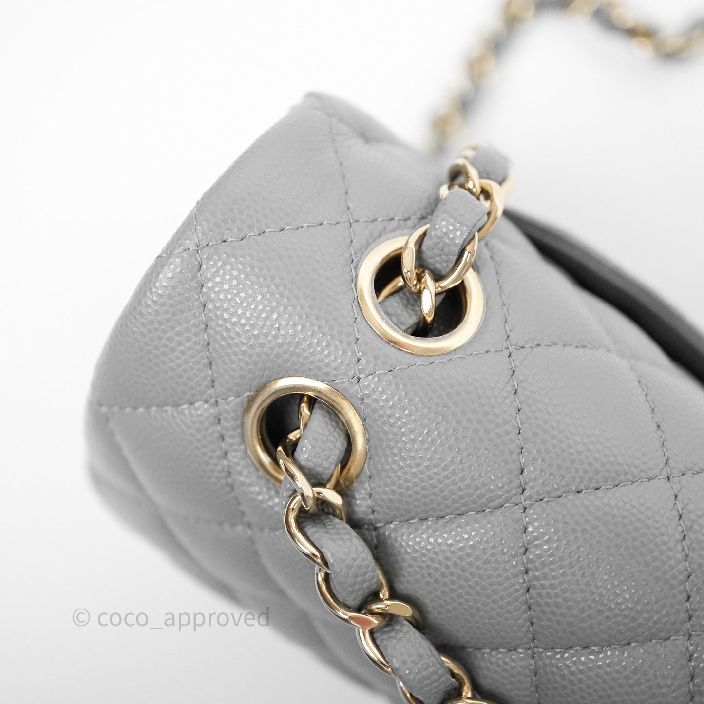 Chanel Small Classic Flap Quilted Grey Caviar Gold Hardware