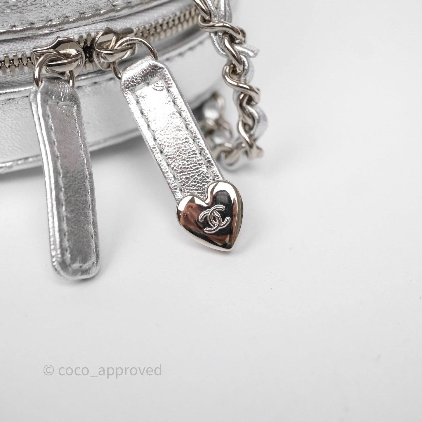 Chanel Large Heart Bag Metallic Silver Lambskin Silver Hardware 25B