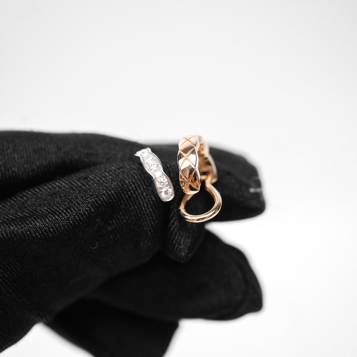 Chanel Coco Crush Single Ear Clip 18K White & Beige Gold Diamonds