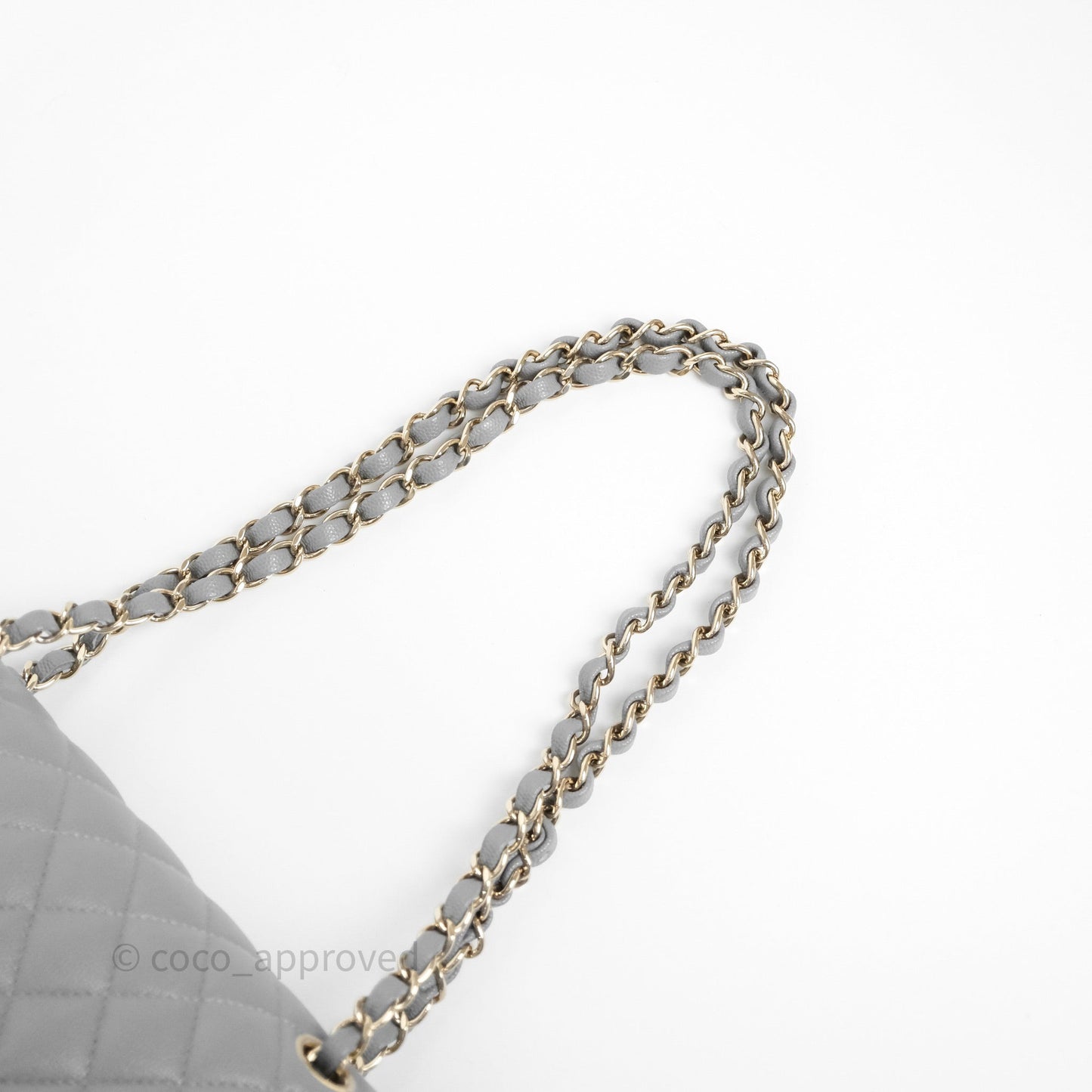 Chanel Small Classic Flap Quilted Grey Caviar Gold Hardware