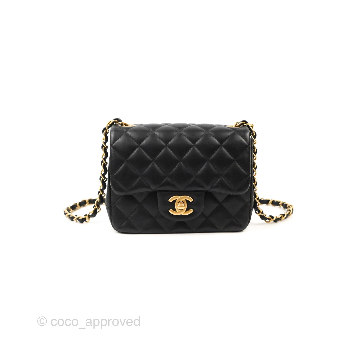 Chanel Mini Square Black Lambskin Gold Hardware