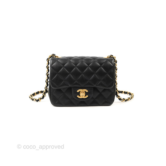 Chanel Mini Square Black Lambskin Gold Hardware