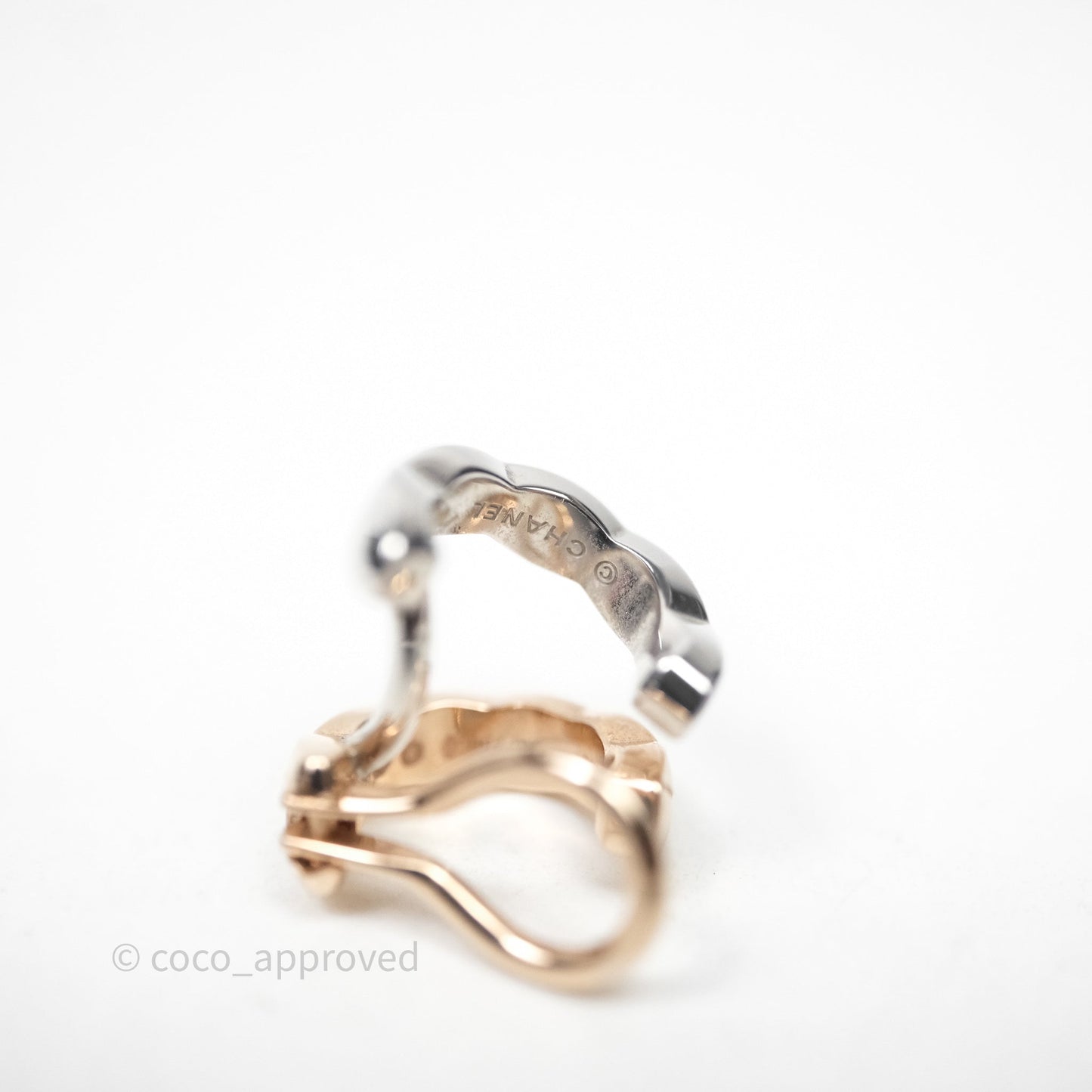 Chanel Coco Crush Single Ear Clip 18K White & Beige Gold Diamonds