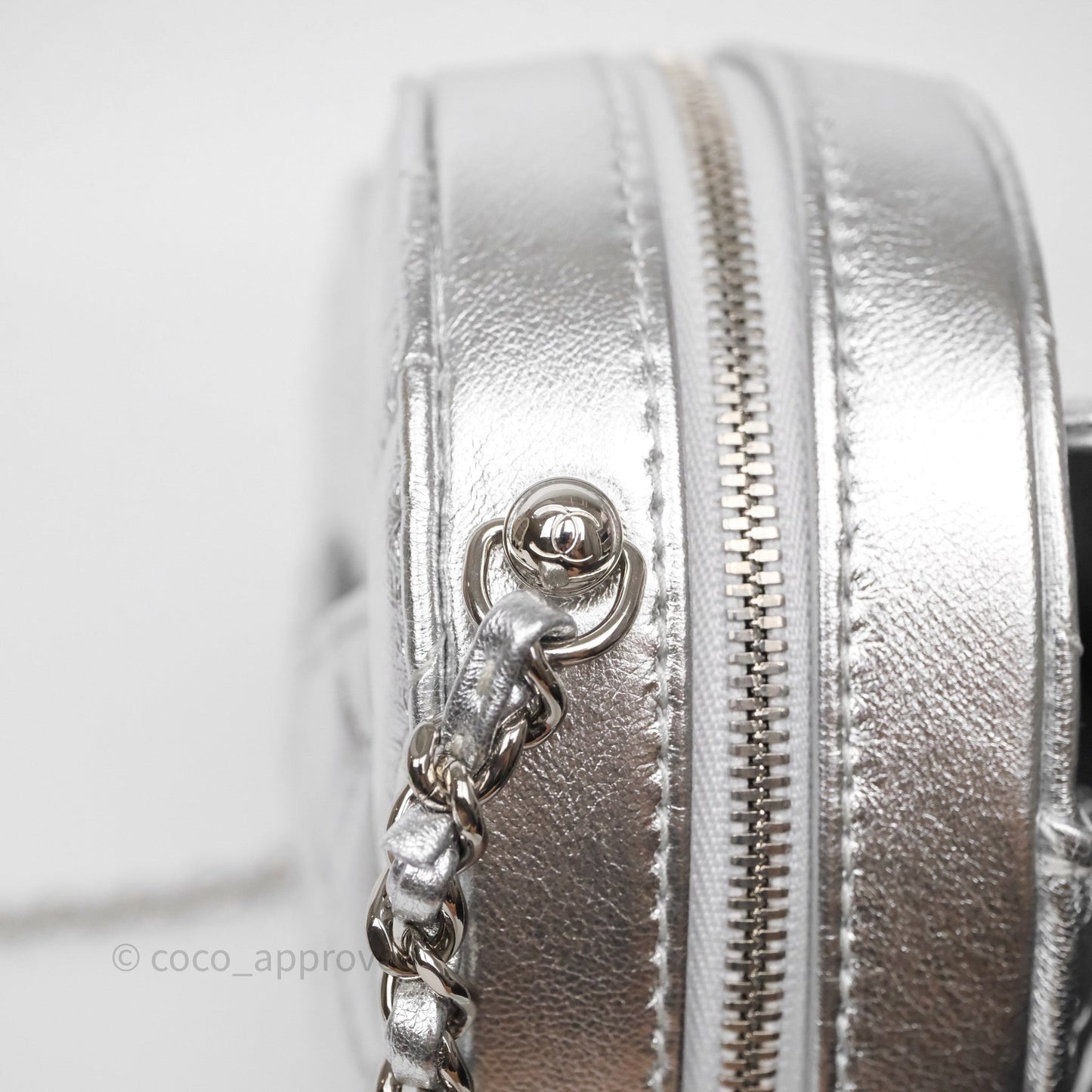 Chanel Large Heart Bag Metallic Silver Lambskin Silver Hardware 25B