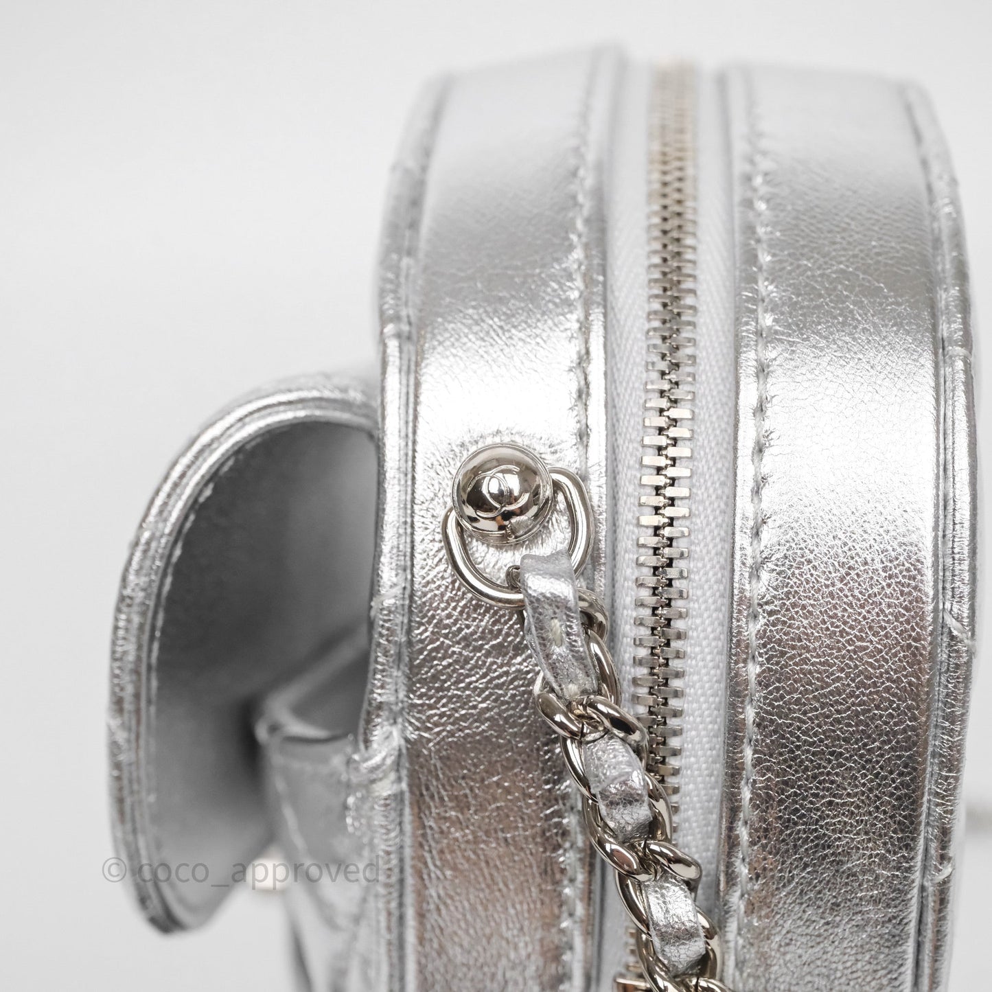 Chanel Large Heart Bag Metallic Silver Lambskin Silver Hardware 25B