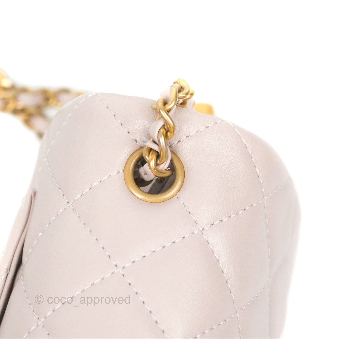 Chanel Mini Rectangular Pearl Crush Light Lilac Lambskin Aged Gold Hardware