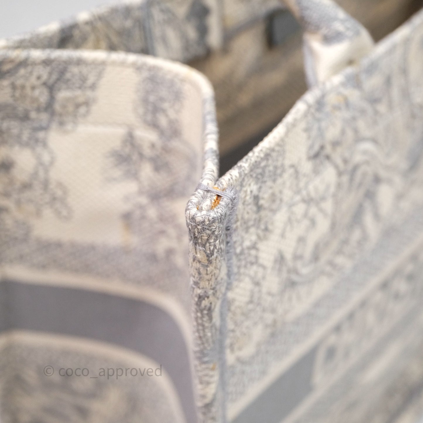 Christian Dior Medium (Old Small) Embroidered Toile De Jouy Light Grey Canvas Book Tote