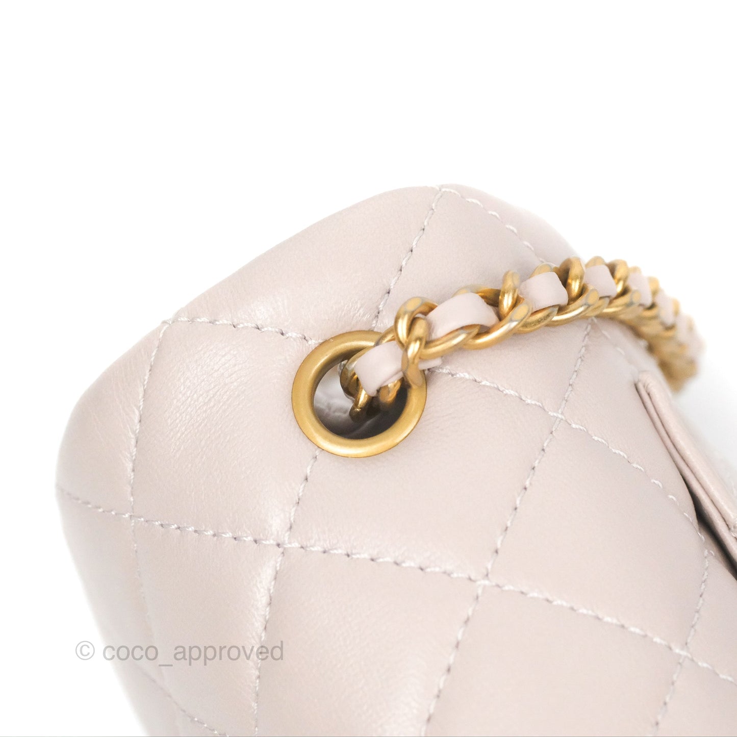 Chanel Mini Rectangular Pearl Crush Light Lilac Lambskin Aged Gold Hardware