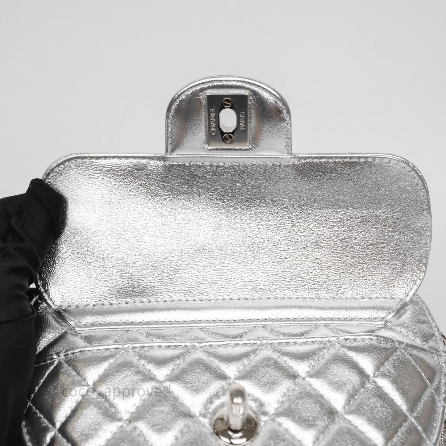 Chanel Large Heart Bag Metallic Silver Lambskin Silver Hardware 25B