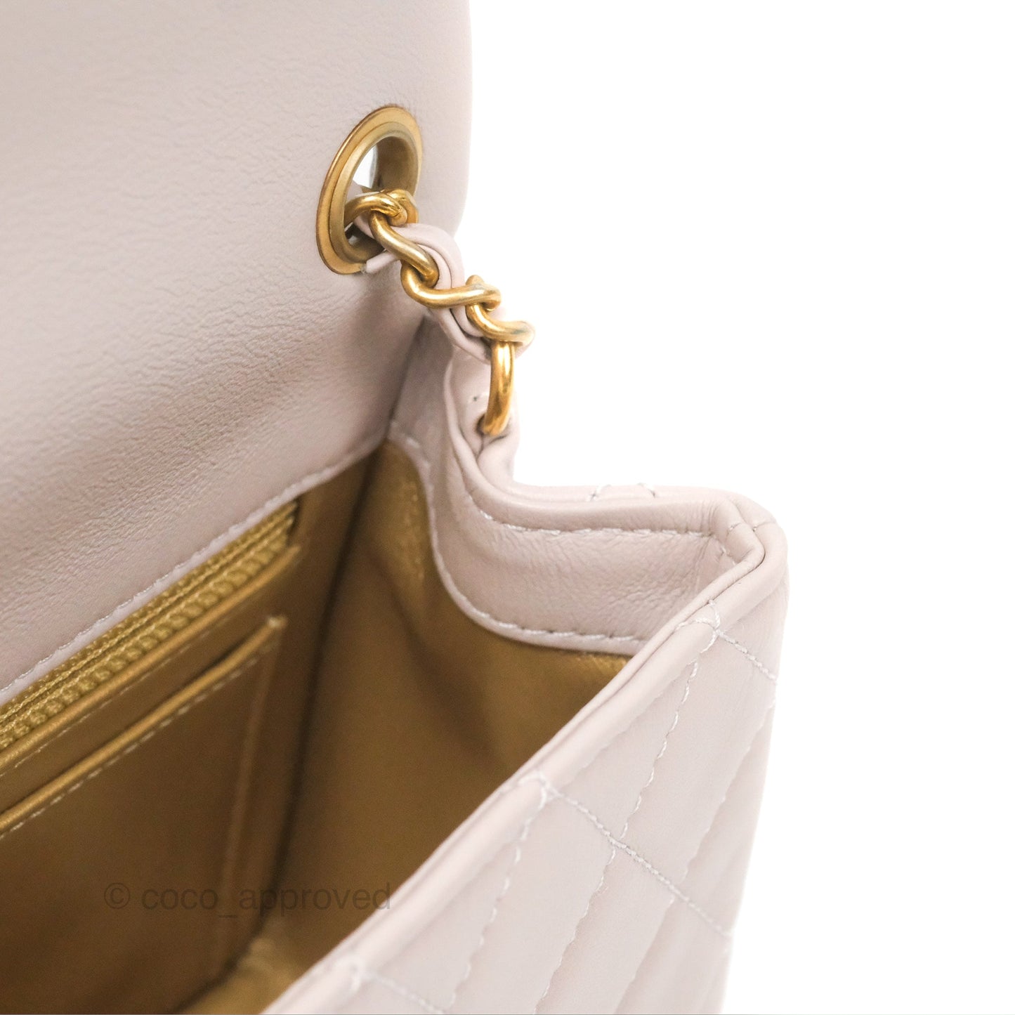Chanel Mini Rectangular Pearl Crush Light Lilac Lambskin Aged Gold Hardware