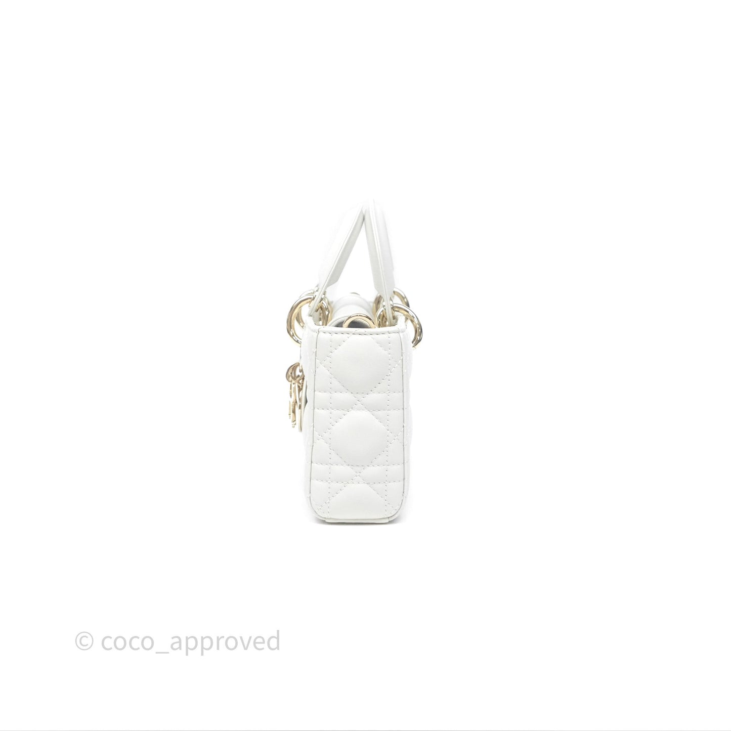 Dior Small Lady D-Joy Bag Ivory White Lambskin Cannage Gold Hardware